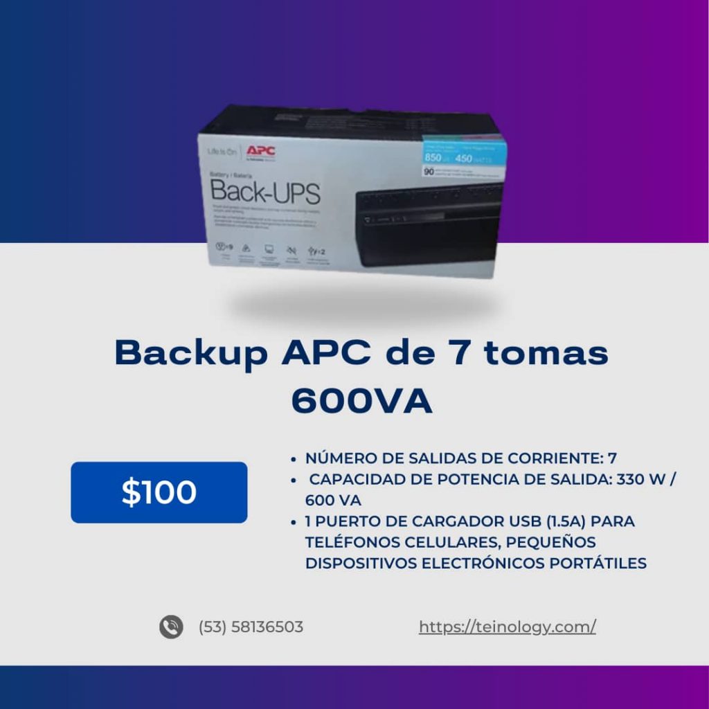 Backup APC de 7 tomas 600VA