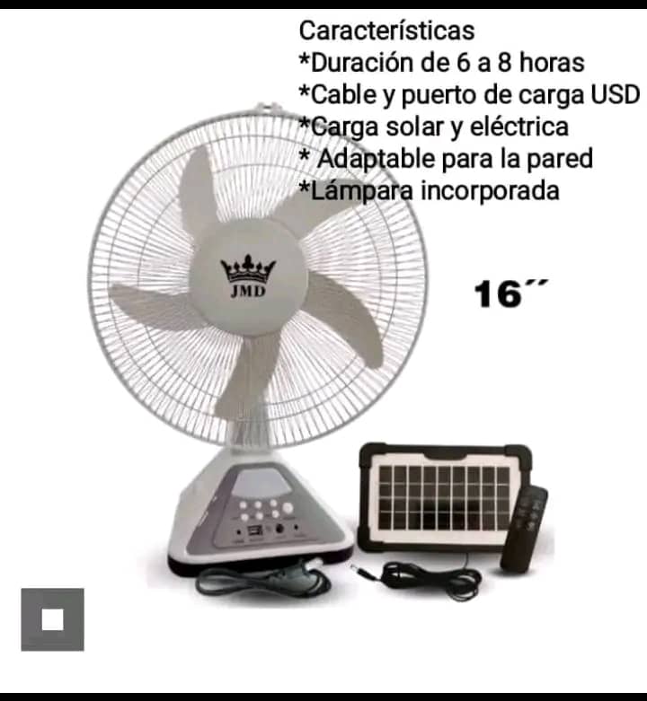 Ventilador Recargable Marca JMD de 16’’ en 75usd-80