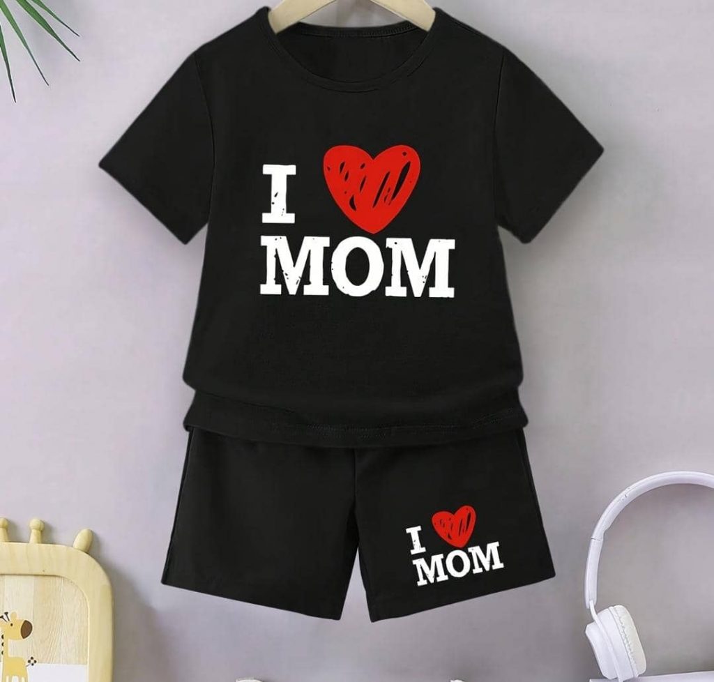 Conjunto de Niño – Diseño I Love Mom (Pullover y Short) 4250