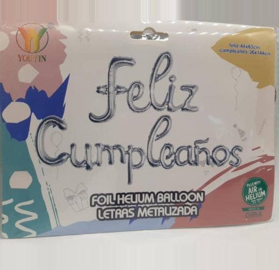 Cartel de globos – Feliz Cumpleaños 900 (plateado)