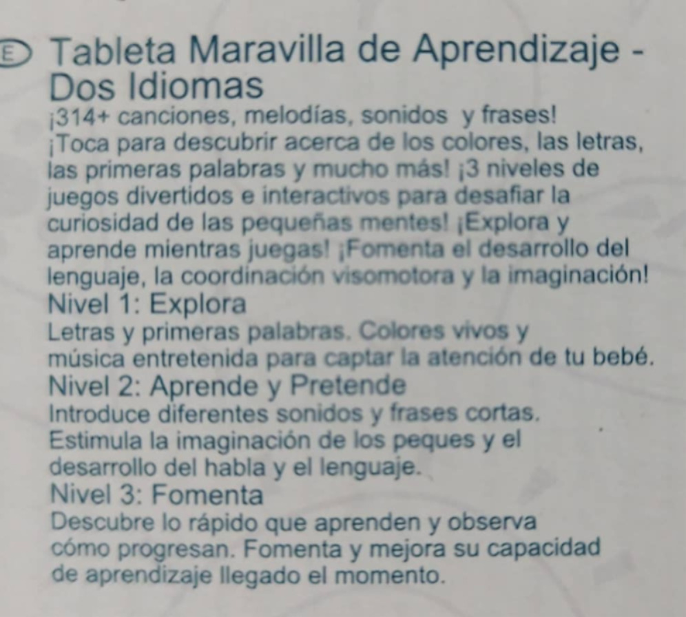 Juguete – Tableta Maravillosa de Aprendizaje (2 Idiomas) 4750 (2)