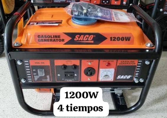 Generador de gasolina Marca Saco 1200 w 4 tiempos nuevo con mensajería gratis 600-640 USD